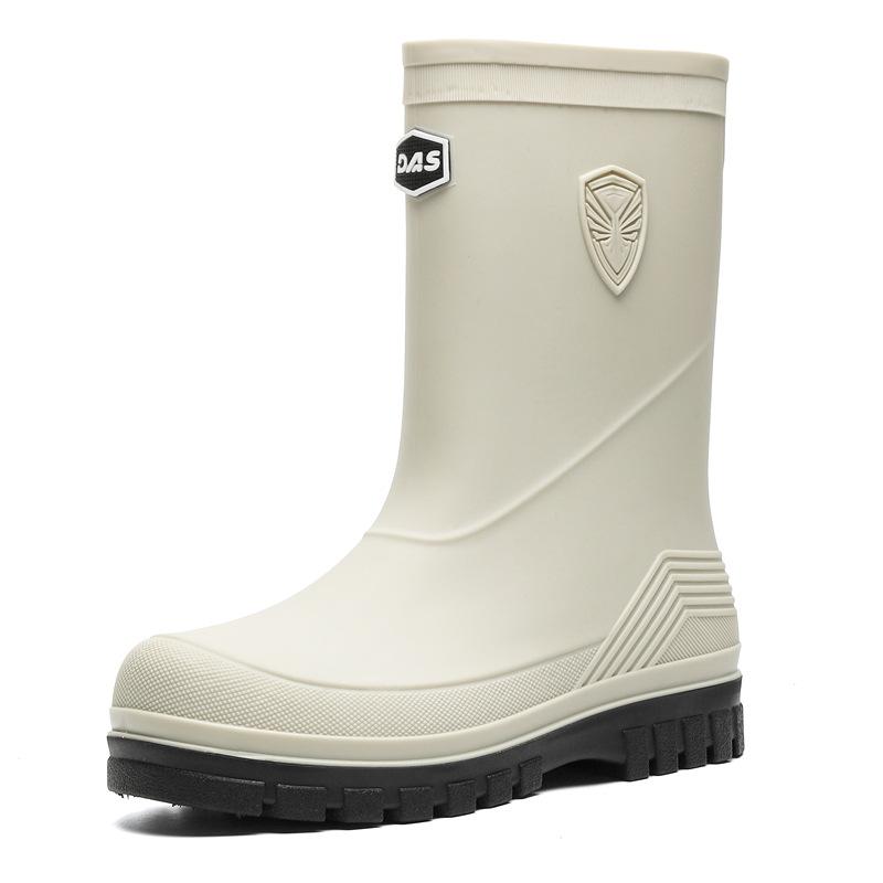 Closed Rain Shoes Men's Medium Tube Non-slip Water Shoes Outdoor Thick-soled Warm Water Shoes Fishing Work Rubber Shoes