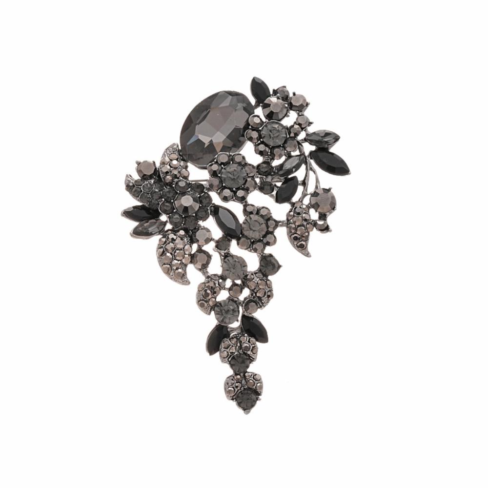 Badge Rhinestone Flowers Brooch Encrusted Flowers Suit Collar Pin  Party Dress Decoration
