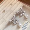 French Retro Silver Needle Round Pearl Fringed Earrings Light Luxury High-end Stud Earrings Niche Fashion Versatile Earrings Women