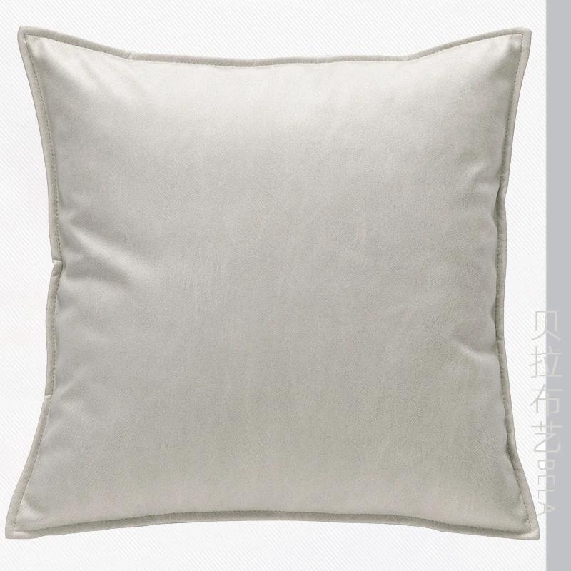 Solid Color Technology Cloth Pillowcase Modern Imitation Leather Waterproof Cushion Cover Nordic Sofa Living Room Decor