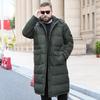 Men's Plus Size Autumn Winter Plush Thick Casual Versatile Stand Up Collar Long Over The Knee Warm Windproof Zipper Jacket Hooded Warm Loose Jacket