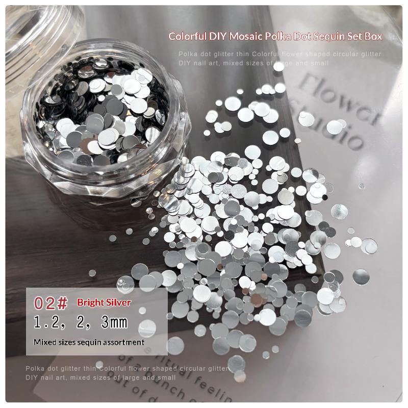 Colorful Sparkling Mini Round Nail Glitter Sequins Wave Point Design Nail Charms Manicure Decor Accessories Nail Art Supplies