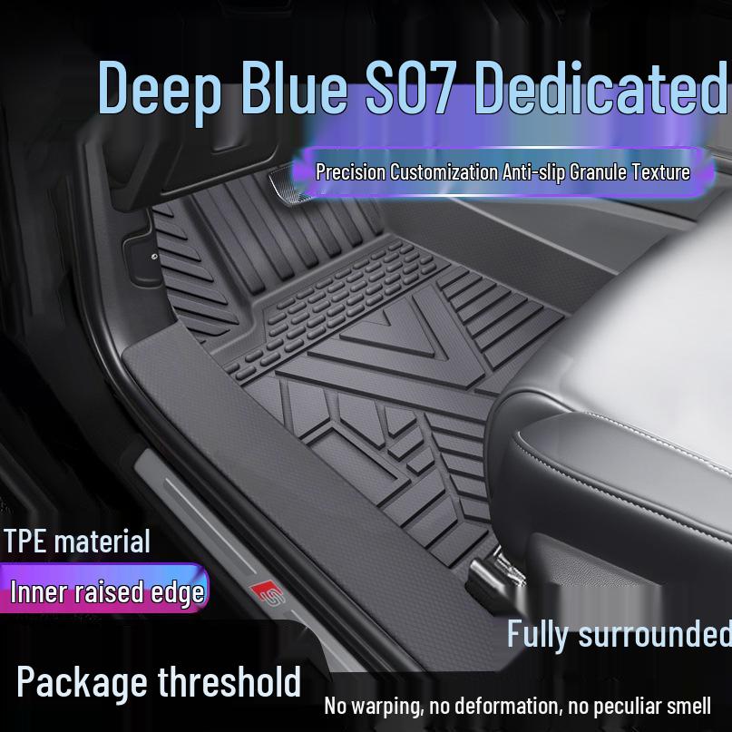 Applicable Deep Blue S07 TPE Full Coverage Waterproof Floor Mats with Door Sill Cover. Single Layer Upgrade: TPE Mats