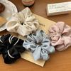 Sweet Pearl Satin Scrunchie For Women Black Silk Hair Bands Girls Big Elastic Hair Tie Ponytail Holder Hair Rope Headdress