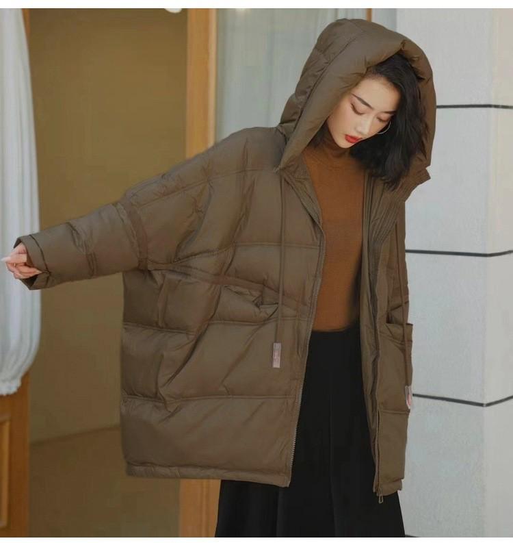 2026 Winter Damen Übergröße Mittellange Kapuzen-Daunenjacke - Europäischer Stil Trendig, Locker, Verdickte Oberbekleidung