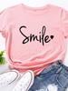 Simple Style Smile Letter Print T Shirt Women Short Sleeve O Neck Loose Tshirt Ladies Tee Shirt Tops Clothes Camisetas Mujer
