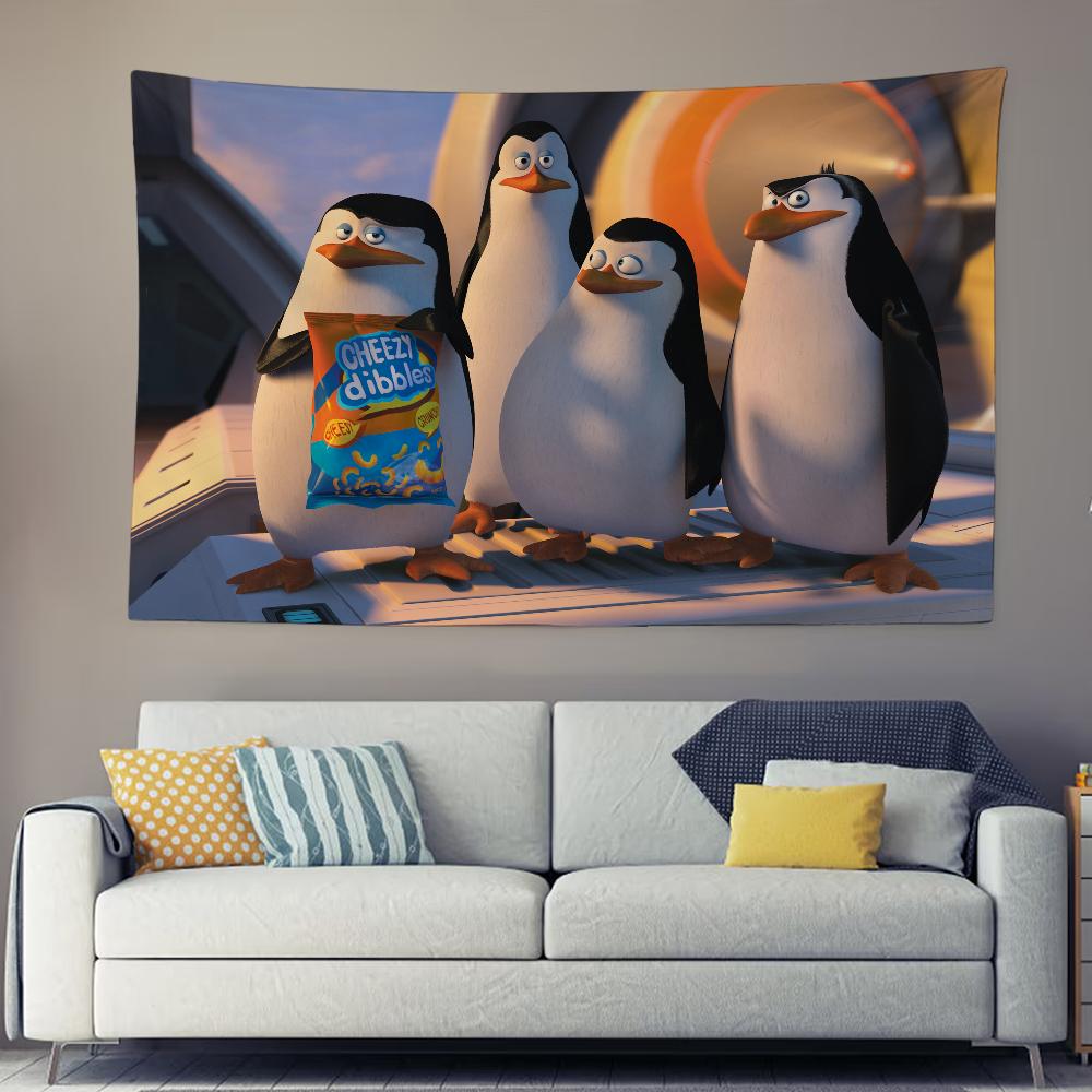 

Cartoon PPenguins Funny of MMadagascar Tapestry Background Hanging Cloth Bedroom Room Decor Aesthetic Tapestry Wall Party 74x94cm(29x37in)
