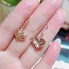 Purple Gold Smooth Heart Shape Simple Cold Style Fashion Classic Rose Gold Plated Earrings