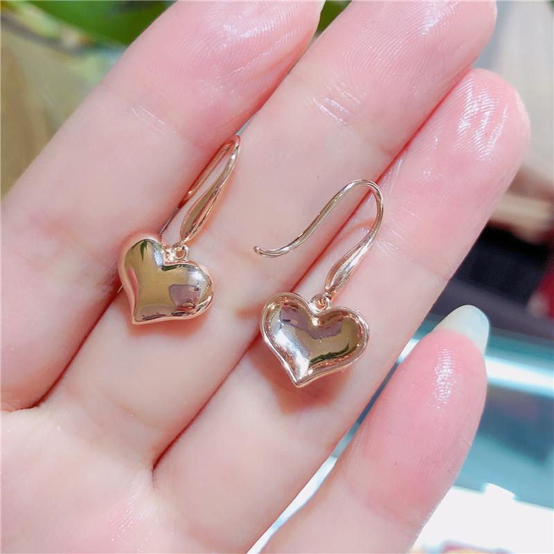 Purple Gold Smooth Heart Shape Simple Cold Style Fashion Classic Rose Gold Plated Earrings