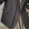 Spring Autumn Elegant Grey Women's Blazer Jacket Long Sleeve Single Button Office Lady Loose Outwear for Women