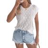 Spring and Summer Openwork Twisted Batwing Sleeve Casual Loose Knit Top for Women