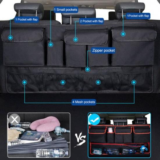 Black Car Auto Cargo Net Pocket Organizer Hanging Seat Storage Bag Accessories