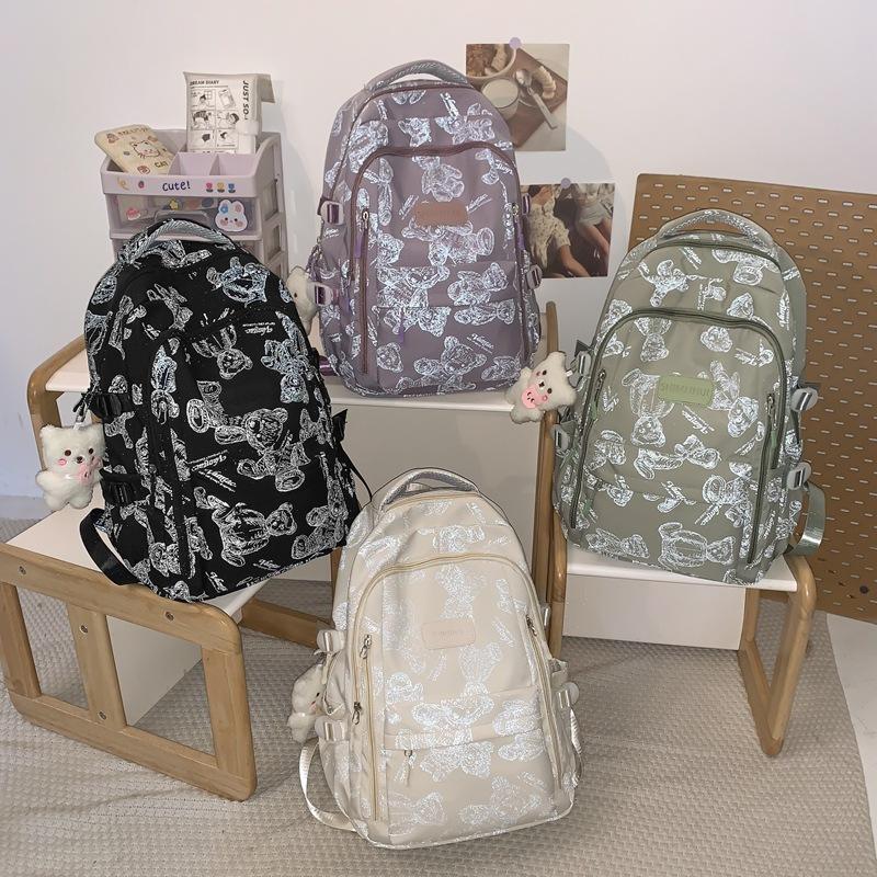 Schoolbag backpack new fashion trend casual foreign style simple backpack printing large capacity college style school season schoolbag