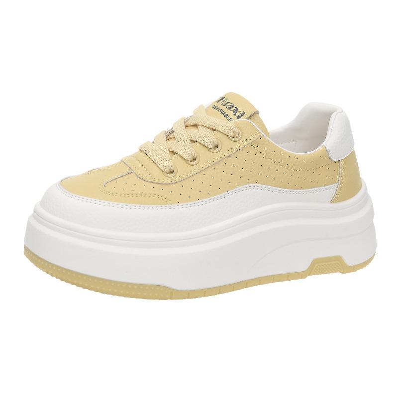 

Популярные дышащие сетчатые белые женские кроссовки 2025 лето новая универсальная повседневная толстая подошва увеличивающая рост желтые кеды 40 жёлтый