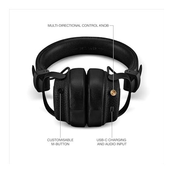 Marshall Wireless Noise Canceling On-Ear Headphones Milton A.N.C Black Bluetooth / 50 hours of continuous playback / Call support [Domestic regular