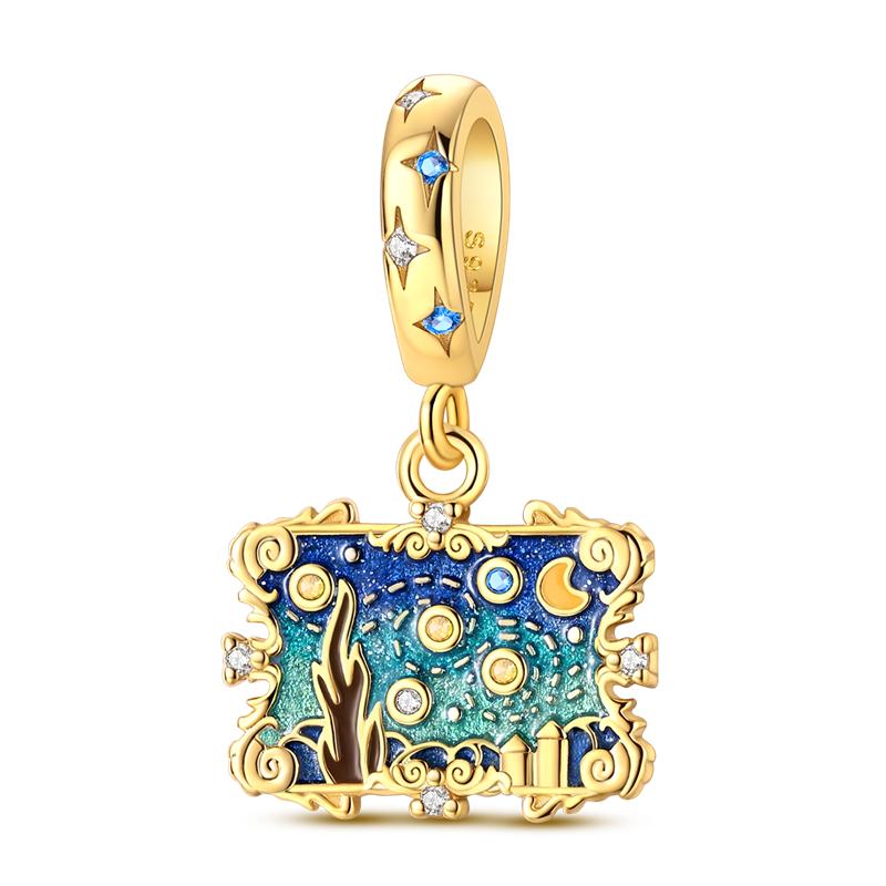 925 Silver Golden Clover Charms Bead CZ Zircon Glowing Firefly Pet Cat Puppy Pendant Fit Original Bracelet DIY Jewelry
