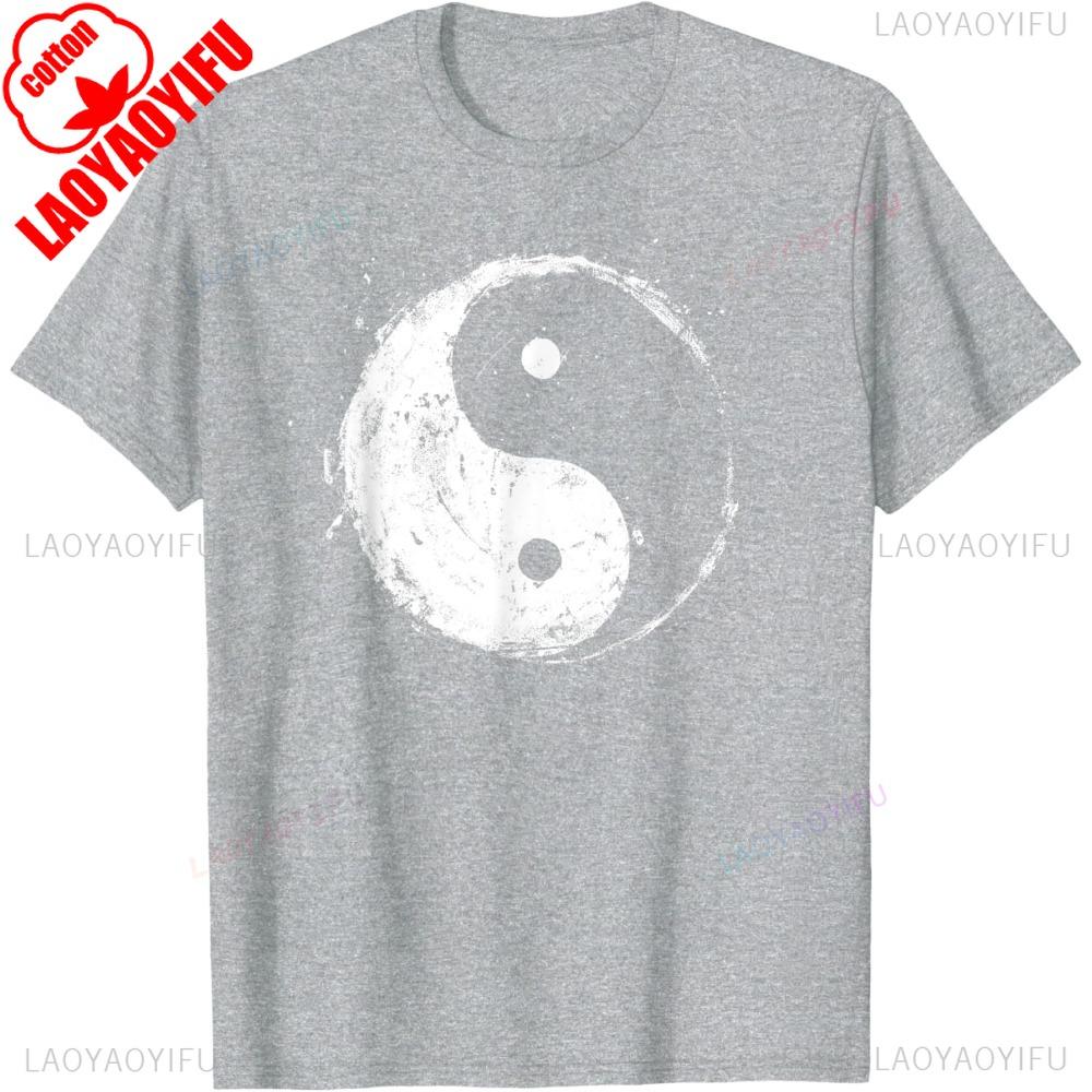 Yin Yang Graphic Printed Man TShirt Equilibrium Chinese Martial Arts Fashion Short Sleeve Cotton Tshirt Casual Loose Tees