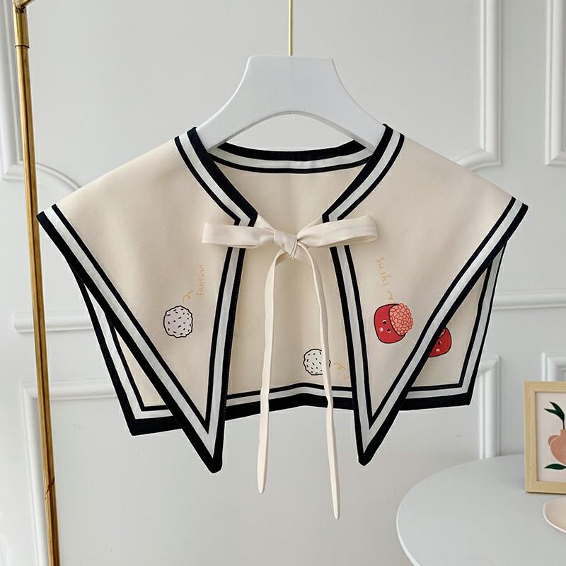 Perfect Match Printed Shawl Fake Collar Women Detachable Collars Big Lapel False Collar Shirt Thin Shawl Kragen Sahte Yaka Kraagje Nep Dames