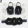 Cute Newborn Baby Infant Girl Rose Flower Headband + Barefoot Ring Sandals Shoes