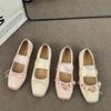 Moda Comemore Sznurowane Satynowe Jedwabne Baleriny Damskie Kwadratowy Nosek Kokarda Elastyczna Gumka Baleriny Damskie Ślubne Kwiatowe Buty Mary Janes