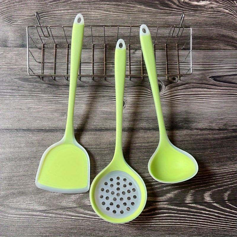 3pcs New Translucent Color Food Grade Silicone Kitchen Cooking Tools Kitchen Spatula Scoop Soup Spoon High Temperature Resistant Kitchen Tools
