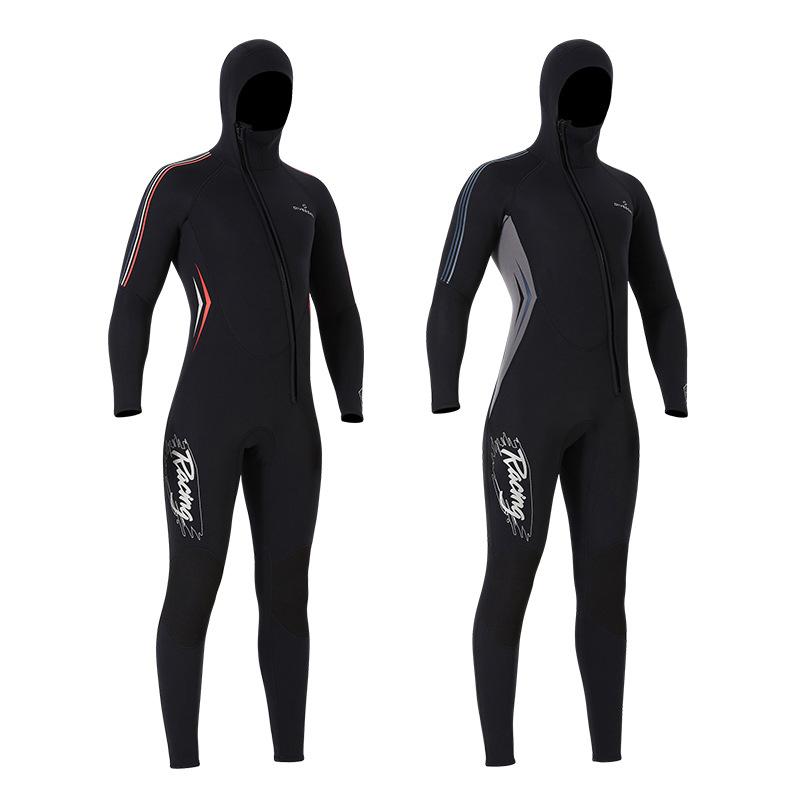 Wetsuit Men's 3MM Hooded Thickened Warm Winter Swimsuit One-piece Cold-proof Snorkeling Surfing Wetsuit