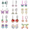 Trendy Earrings 925 Silver Lotus Butterfly Bee Lucky Grass Love Cherry Earrings For Women Engagement Birthday Fine Jewelry Gifts