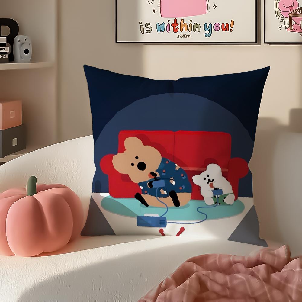 Cute Chubby Korean Cartoon DDinotaeng Cushion Cover Pillowcase Short Plush Invisible zipper Room Sofa Cushion Cover
