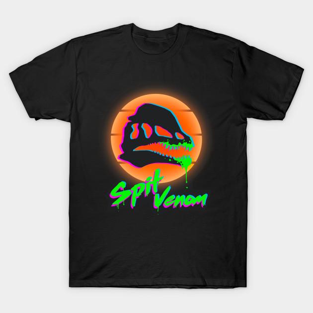 

Men Black Print T-shirt Dilophosaurus - Spit Venom No-Cut Transfer Paper Print Cotton Tshirt S
