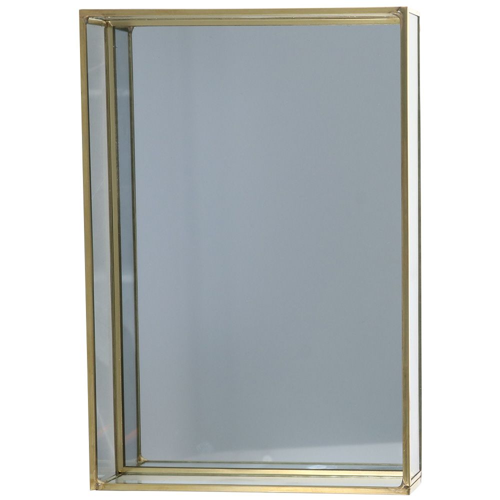Vasso Decorativo in Vetro Funzionale Oro 7,87*5,5*1,38 Pollici Vassoia in Vetro con Bordo Dorato Vassoio Vintage per Gioielli Bagno
