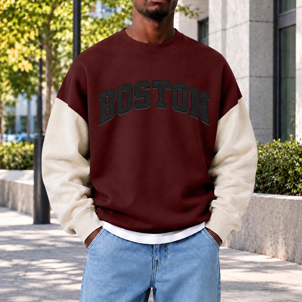 Men's Fashion Crewneck Sweatshirt, Casual Pullover Top for Everyday Wear