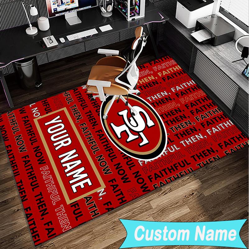 Custom Name Rug Vintage 49ers Football Area Rug Suitable for Indoor And Outdoor,Carpets for Homes, Offices,Living Rooms,Home Decor,Christmas Gift