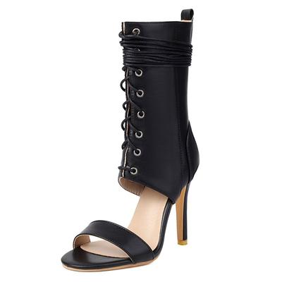 Fashion Party Sandals for Women Zipper Lace Up Ultrahigh Thin Heels 10.5cm Big Size 46 47 48 Sexy Dating Summer Shoes