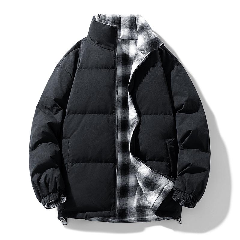 Double-Sided Men's White Duck Down Puffer Jacket: Thick, Warm, Winter Outerwear for Couples