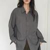Smoke Gray Temperament Shirt, New Women's Light Luxury High-end Spring Simple Lazy Style Loose Inner Shirt
