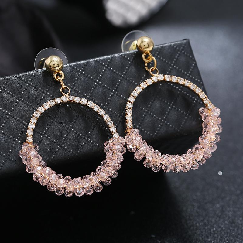 Original fashion personality retro crystal stud earrings female simple temperament versatile long earrings show face thin earrings