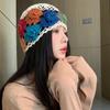 Spring and Summer New Literary and Colorful Flower Hollow Hat Female Sweet Fashion Ethnic Style Knitted Headhat