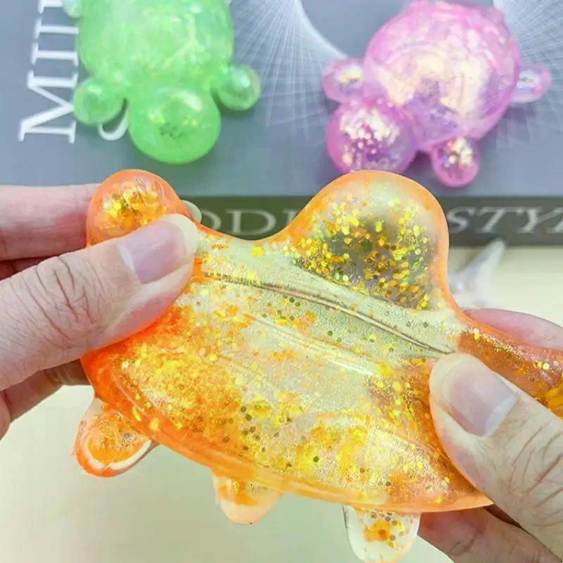 Capybara Turtle Glitter Decompression Toy Soft Cute Animal Stress Relief Slow Rebound Squeeze Toy For Adults And Children Gifts