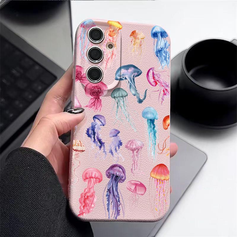 Sommer Meeres-Thema Handyhülle Für Samsung S26 S25 S24 Ultra S23 S22 S21 FE A15 A16 A17 A35 A36 A37 A54 A55 A56 A57 5G Lederstruktur Weiche Hülle
