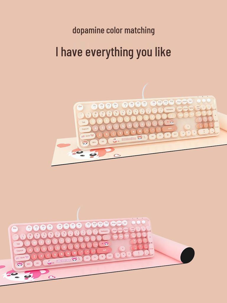 Mao Tian Shou Retro Wired USB Keyboard with Round Keys for Men & Women – Ideal for Desktop, Laptop, Office Use, Mechanical Feel
