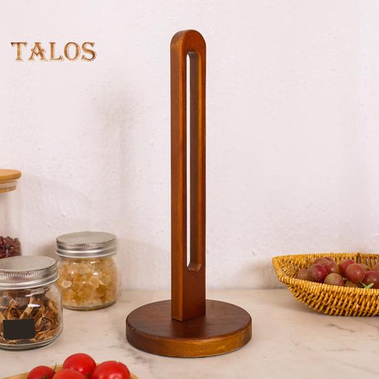 Wooden Paper Towel Holder with Stable Base Non-Slip Design Easy Setup Kitchen Roll Paper Holder Storage Rack