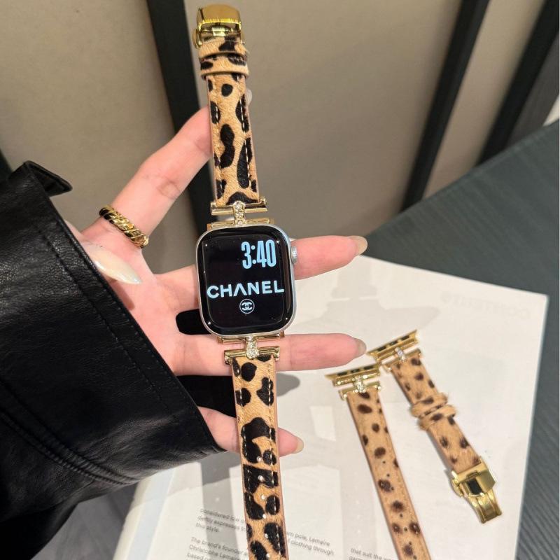 Leopard Suede Butterfly Buckle Watch Band for Apple Watch (S10, 87)