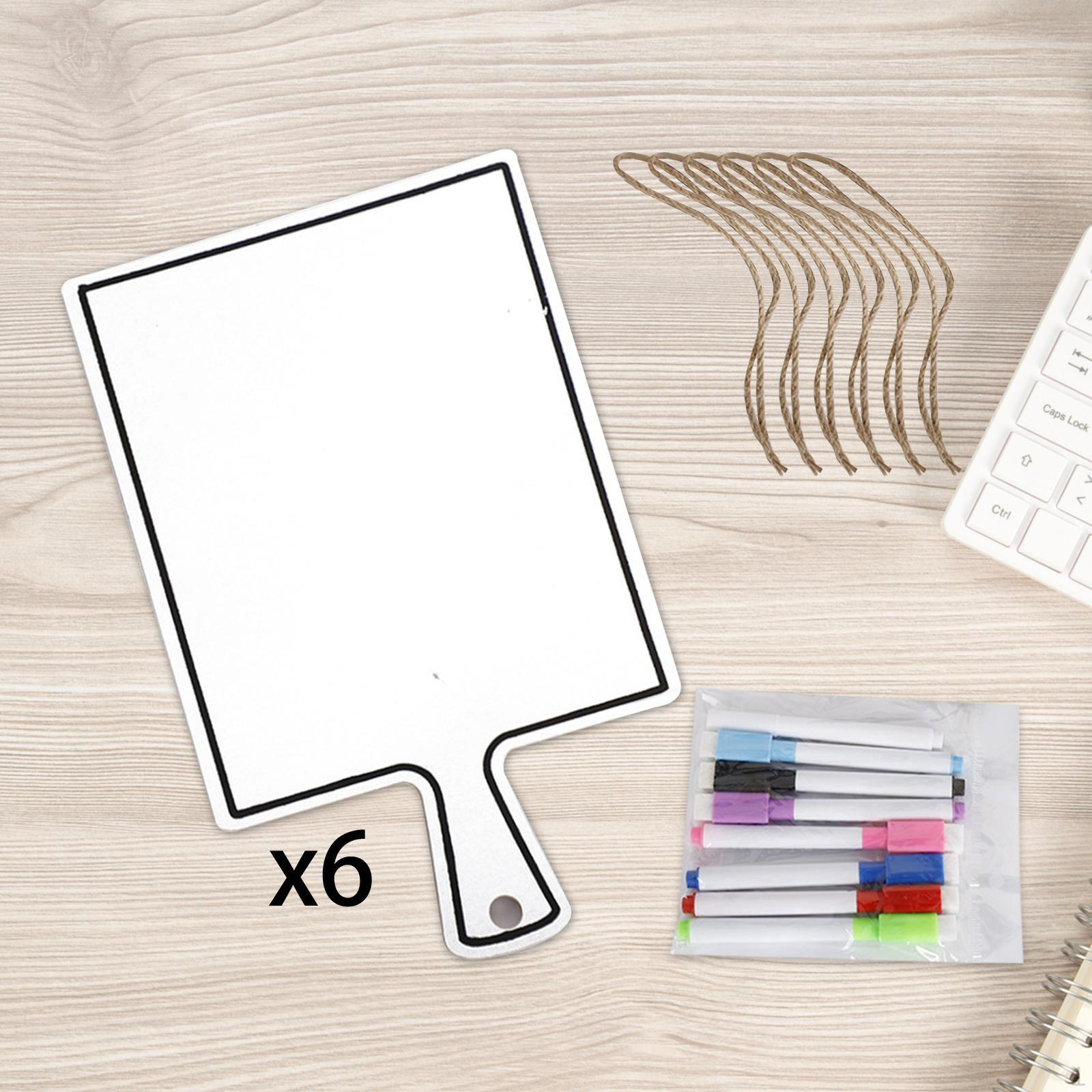 

6 штук доски для ответов с сухим стиранием с веревками, многофункциональный портативный обучающий инструмент White 24.7x14.8cm