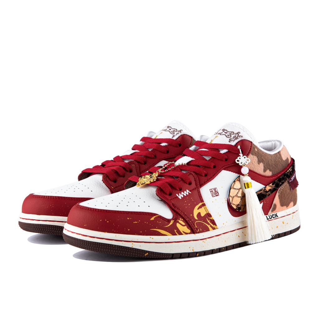 Jordan Air Jordan 1 FOMO Horse Year Limited CNY Edition, Shopping Bag Low Top Vintage Basketball Shoes Men's Red IQ5321-121(Team358-)