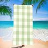 Beach Towel Sand Free Quick Dry Microfiber Gingham Checkered Print Light Green Towels for Adults Pool Swim Camping Travel
