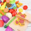 Pretend To Play Kitchen Children Toy Gift Pretend Play Wooden Cutting Cooking Food Toy Set Magnetic Wood Cut Vegetable Fruit Toy