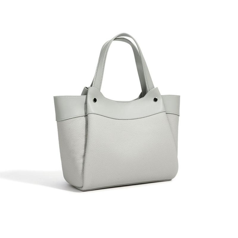 Soft Lichee Pattern Leather Handbags Ladies Versatile Retro Style Genuine Leather Tote Bag Large Capacity Shoulder Shopping Bags