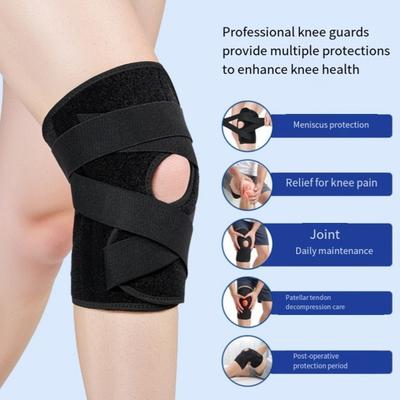 Sports Knee Pad Pre-Shaped Arc Sleeve with Silicone Knee Injury Prevention Anti-Slip Strip Adjustable Compression Neoprene