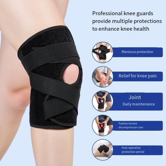 Sports Knee Pad Pre-Shaped Arc Sleeve with Silicone Knee Injury Prevention Anti-Slip Strip Adjustable Compression Neoprene