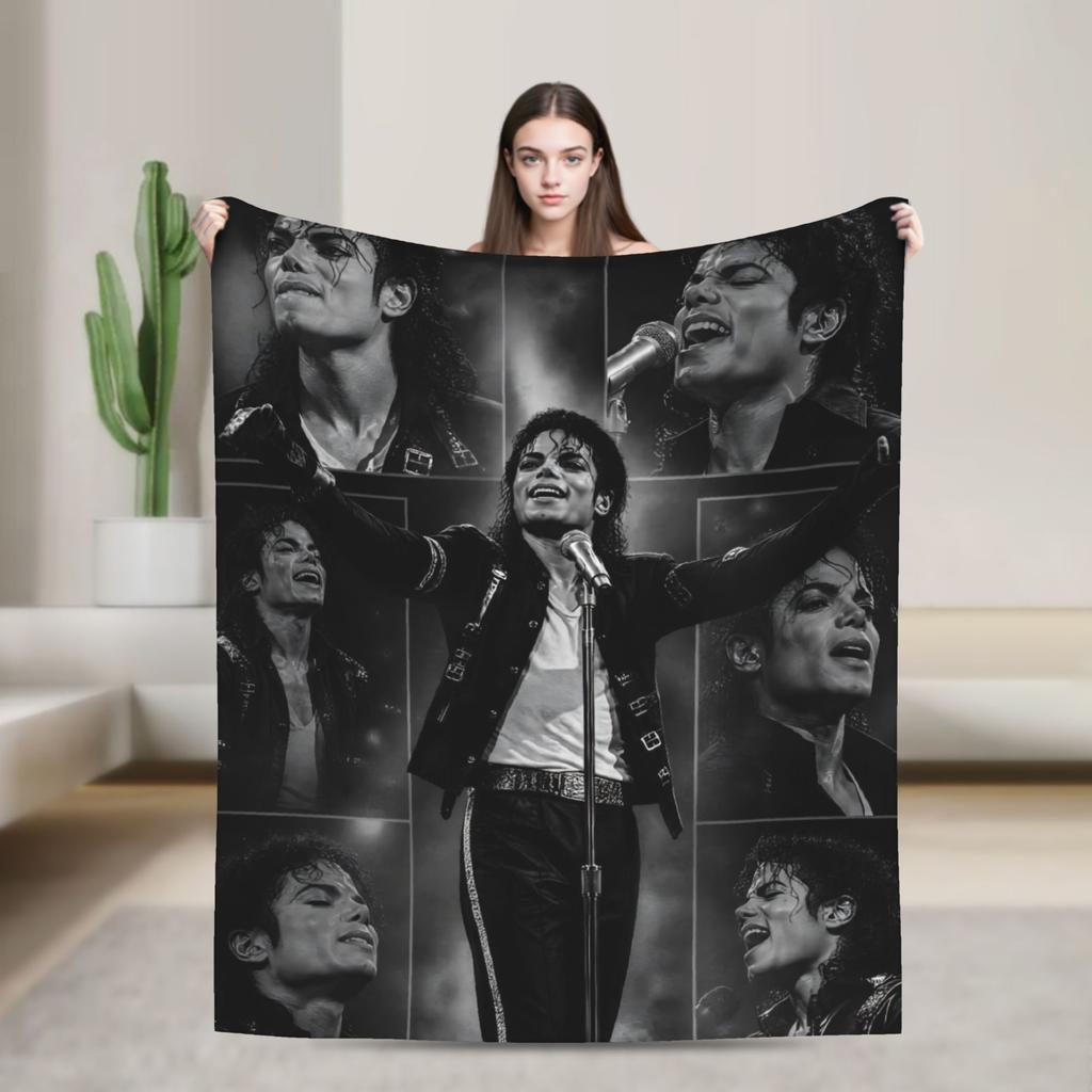 Michaels Jacksons Bad 1988 Pop Music Blanket Flannel  Winter  Lightweight Throw Blankets for Sofa Travel Plush Thin Quilt